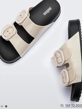 Melissa Cream and Black Double-Strap Sandals
